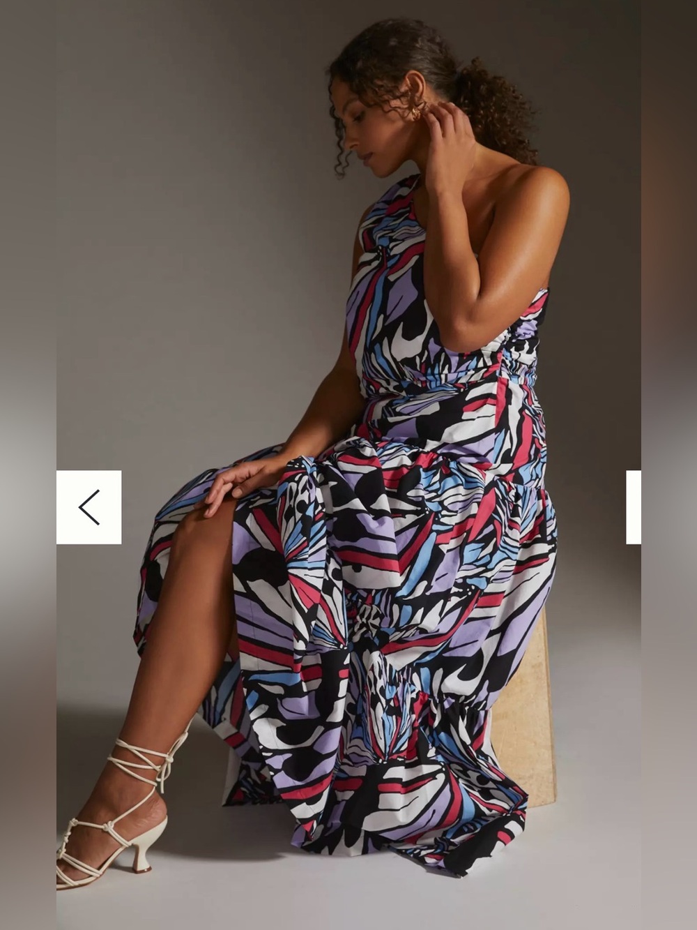 ANTHROPOLOGIE MAEVE ONE SHOULDER PRINTED MIDI DRESS NWT SIZE 12 - Picture 6 of 16